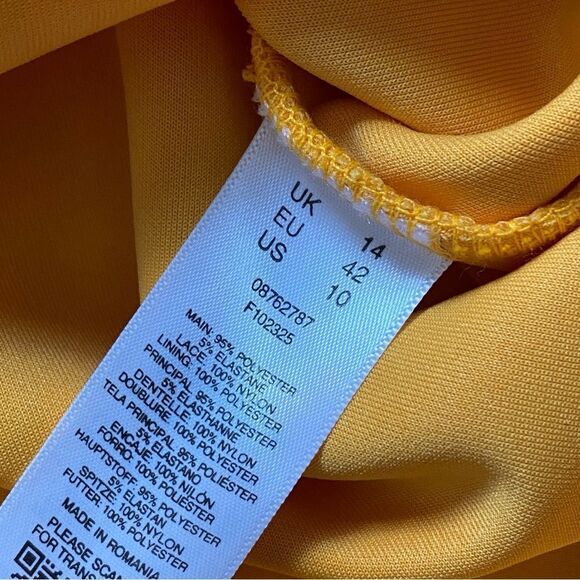 ASOS Lace Midi Dress Yellow One Shoulder NEW 10 Tall - Picture 10 of 10